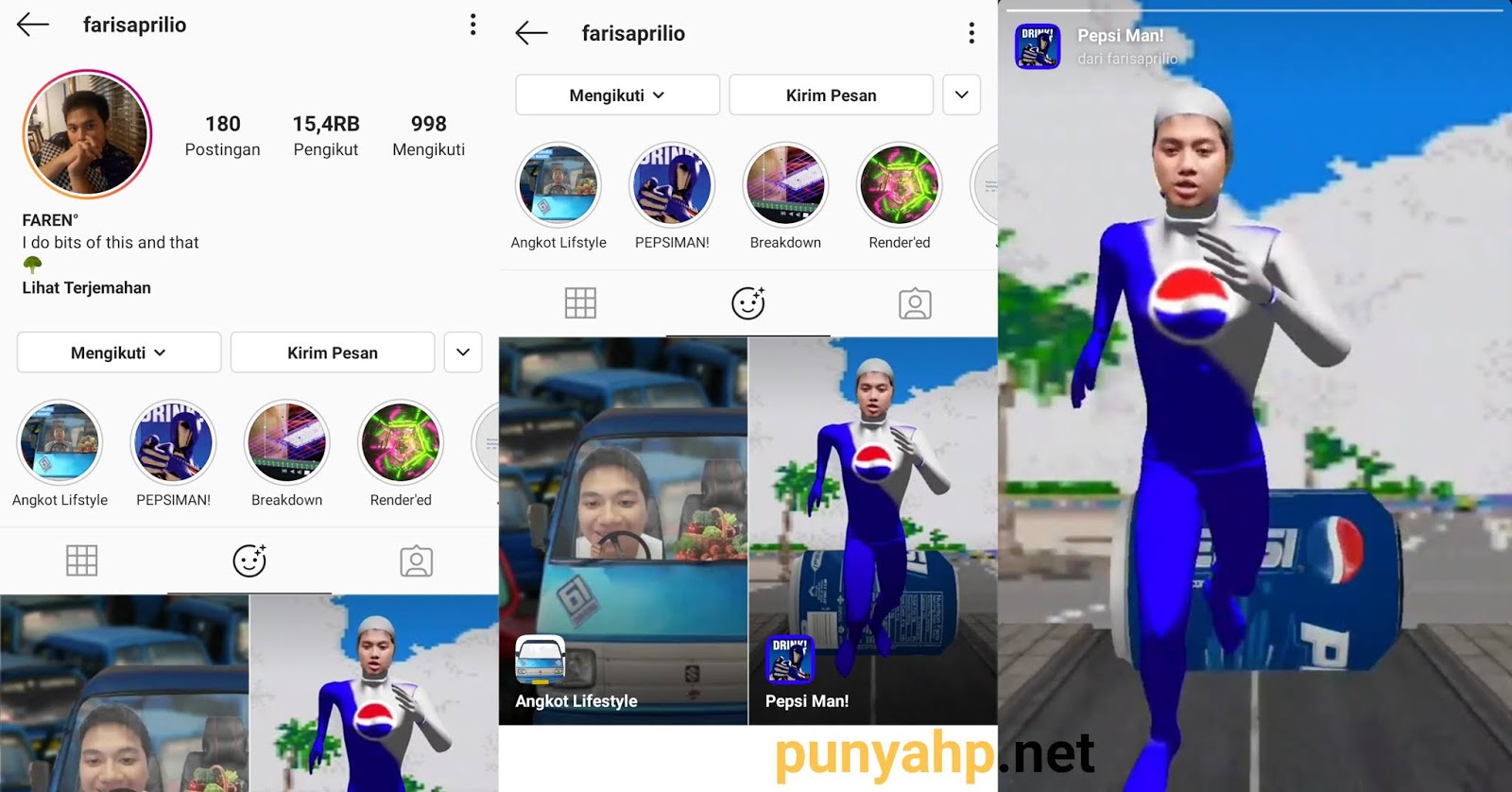 Cara Menggunakan Efek PEPSIMAN (Dikejar PEPSI) di Story Instagram