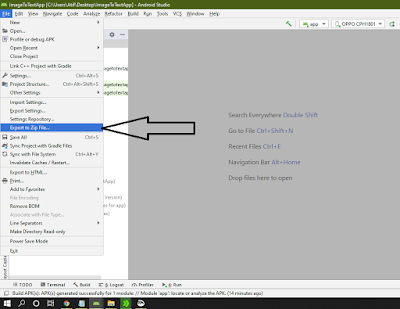 How to export an Android Studio project as a zip file?