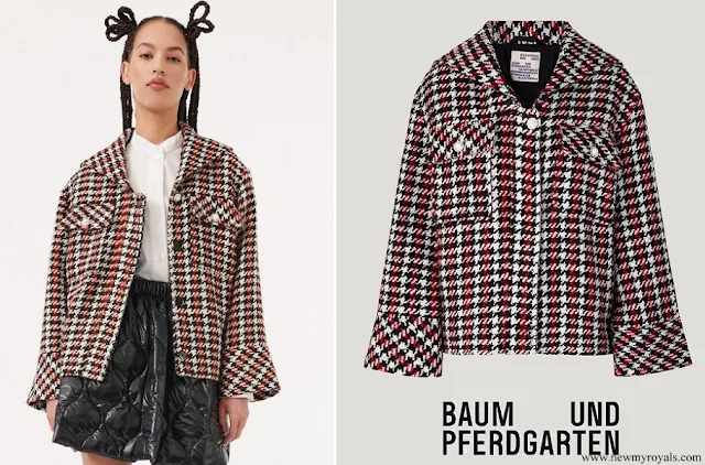 Crown Princess Victoria wore Baum und Pferdgarten Bronco Houndstooth Check Recycled Polyester Blend Jacket