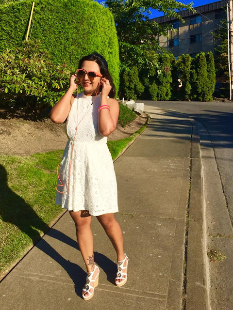 little white dress, sudio head phones review, white dress with white wedges, indian fashion blogger, ananya kiran , seattle blogger