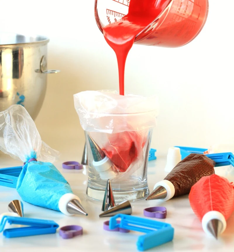 Piping bags and icing for making decorated sugar cookies