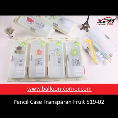 Kotak Pensil Transparan / Transparent Pencil Case Fruit 519-02