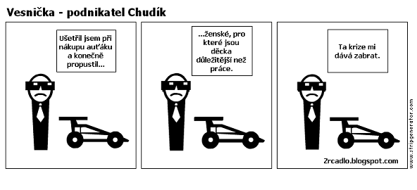 Komiks Vesnička - podnikatel Chudík a světová hospodářská krize