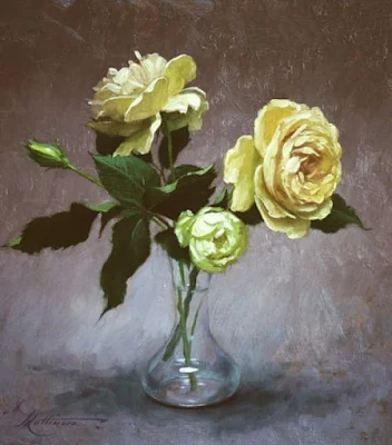 Lucy's roses painting Andrew Lattimore