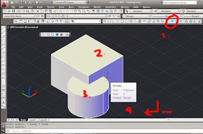 Cara Melubangi dan Menggabungkan Objek 3D AutoCAD