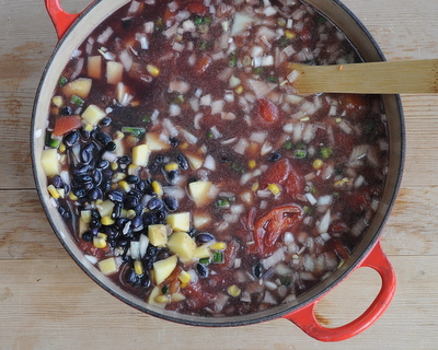 At Last Black Bean Soup ♥ KitchenParade.com, Laurie Colwin's recipe. Just dump in the ingredients and cook it on the stove, in the oven or in a slow cooker.