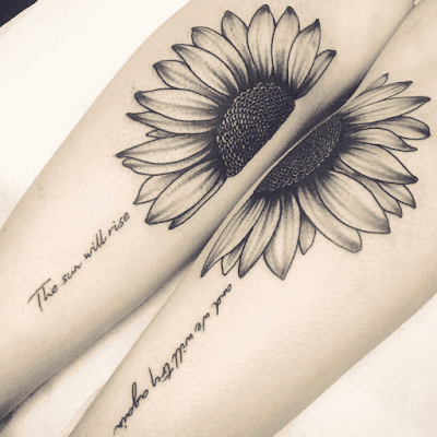 Black and white sunflower tattoos