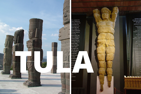 Definition of the phoneme TULA: Left side: Giant statues from Tula. Right side: Greek statues called Telamons