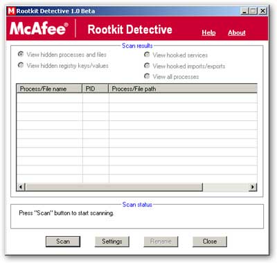 McAfee Rootkit Detective Beta  (Freeware)