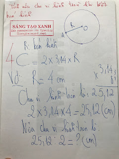 Công thức cách tính nửa chu vi hình tròn khi biết bán kính R