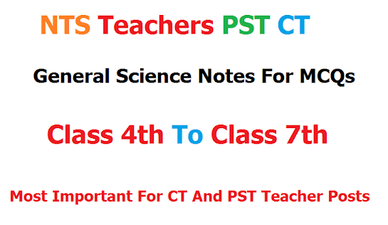 NTS General Science MCQs FOR CT PST Teachers