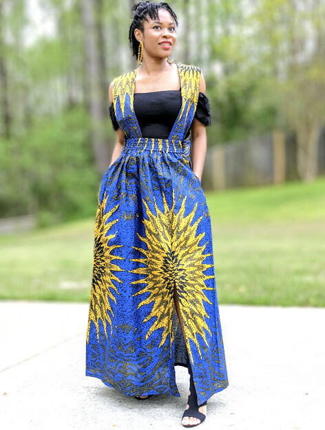 Blue And Gold African Print Dress.