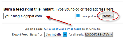 burn a feed for blogger