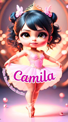 Imagen niña con nombre Camila a colores para imprimir