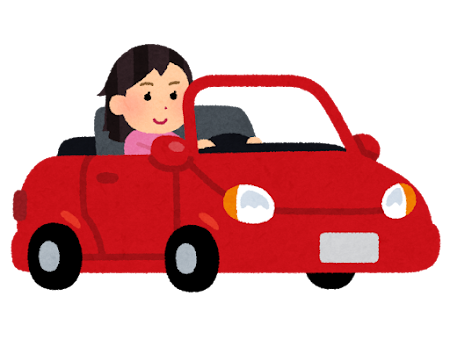 オープンカーを運転する人のイラスト（女性）