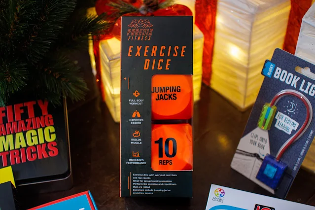 foam orange exercise dice, one with reps on and one with exercises