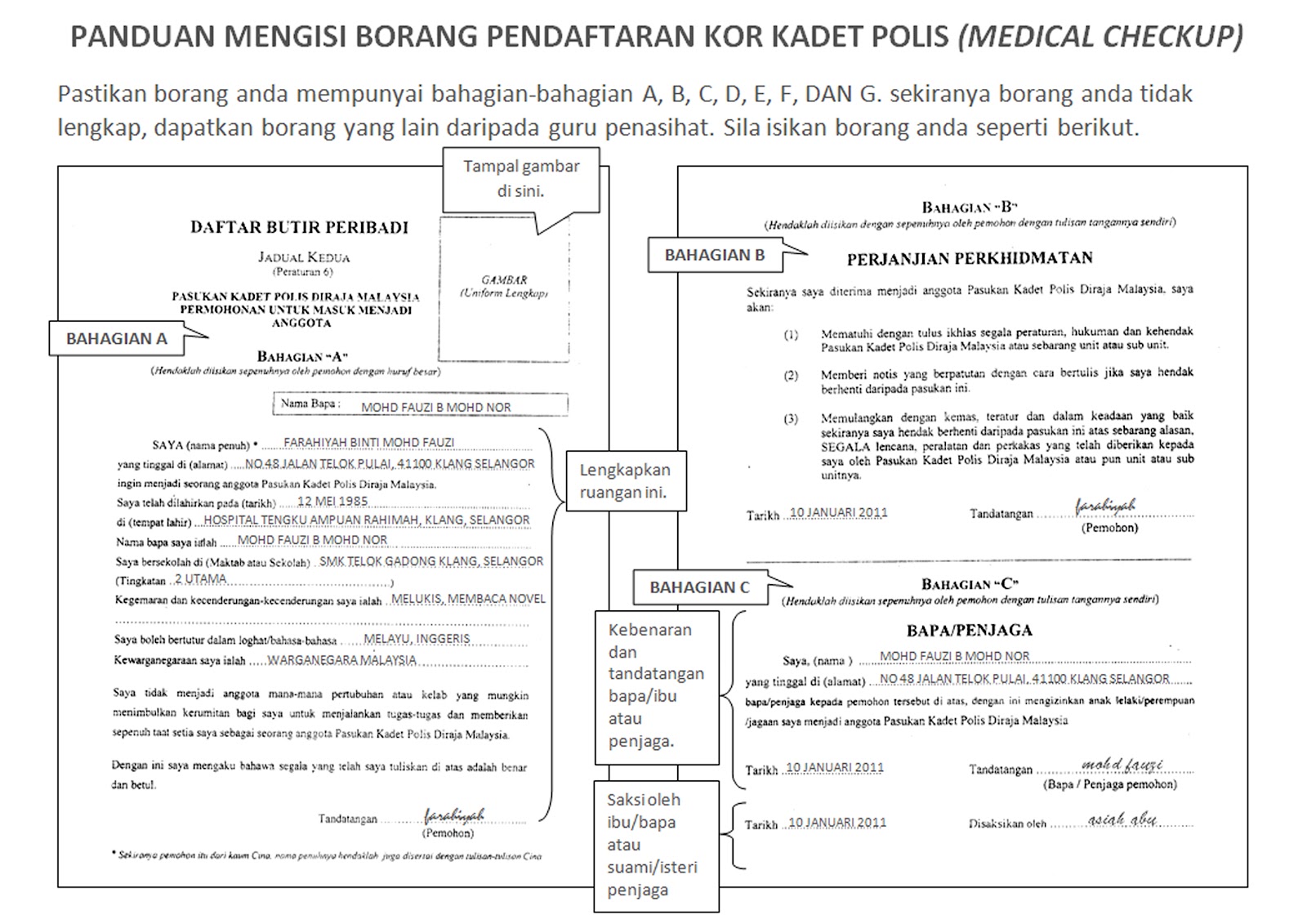 Kor Kadet  Polis  SMK Telok Gadong Cara Mengisi Borang 