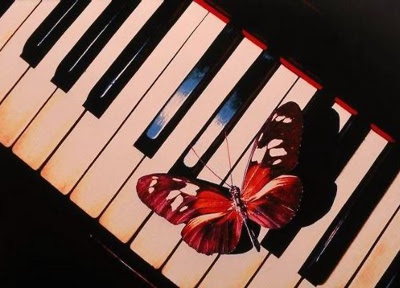 Butterfly on Piano Keyboard by Scott Berner
