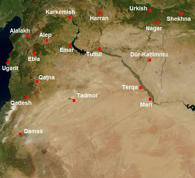 Mapa de ciudades antiguas de Oriente Medio.