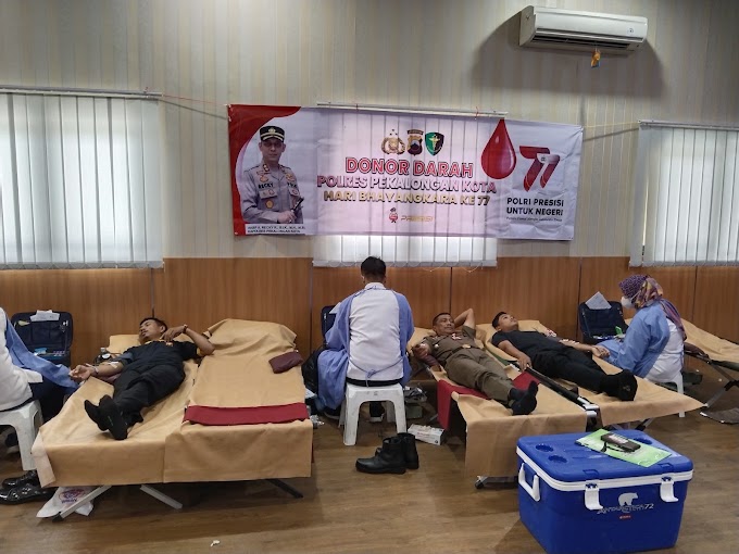 Senkom Mitra Polri Kota Pekalongan Mengerahkan Anggotanya dalam Donor Darah HUT Bhayangkara ke-77