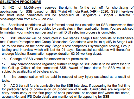 Indian Navy Recruitment 2020 selection process