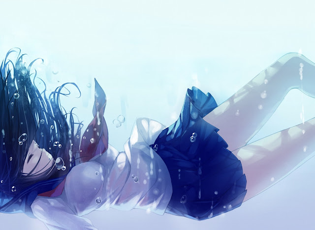 anime girl,school girl,underwater