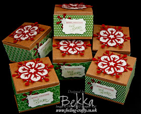 Christmas Gift Boxes by Independent Stampin' Up! Demonstrator Bekka Prideaux - check out her blog for lots of cute ideas