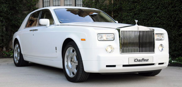 Rolls Royce phantom white wedding