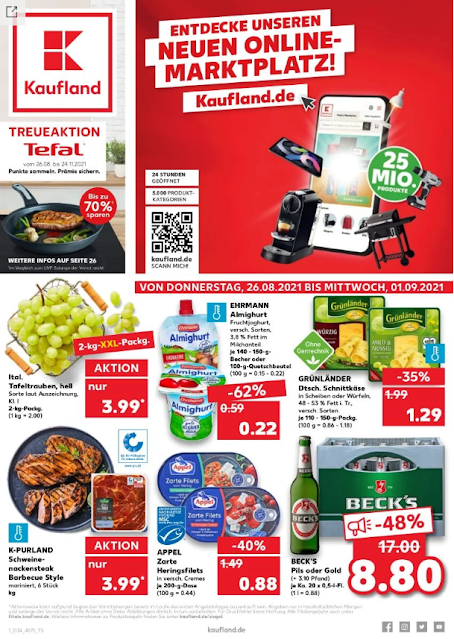 KAUFLAND  Prospekt - Angebote  ab 26.08 - 01.09 2021 → NEUEN ONLINE MARKETPLATZ DEALS