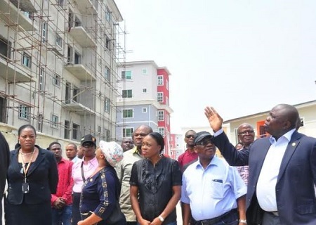 Lagos State Gov. Ambode Spotted Inspecting Site of Collapsed Lekki Gardens Building (Photos)