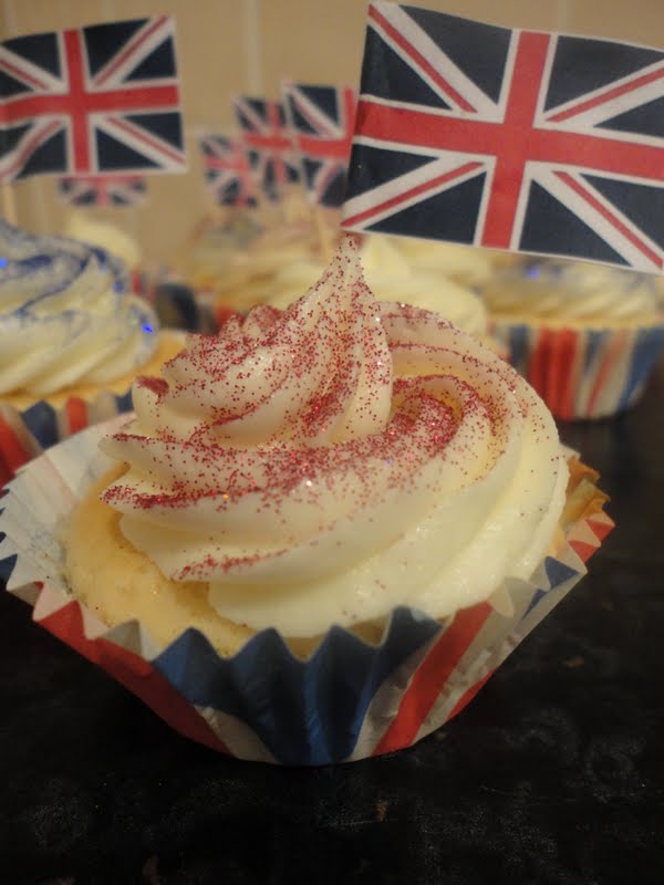 royal wedding cupcakes. I came across a post for Royal Wedding cupcakes on Made with Pink and they had some cute little flags on their cupcakes. I had seen some like this on Ebay