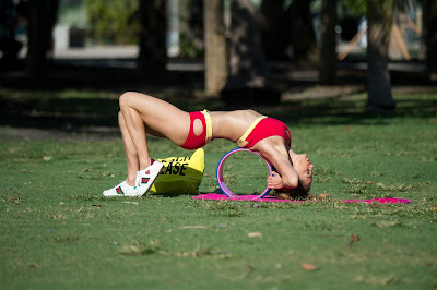 Jennifer Nicole Lee - working up a sweat out on Miami Beach