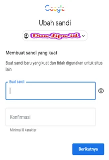 metode verifikasi berhasil kita dapat menyetel sandi baru