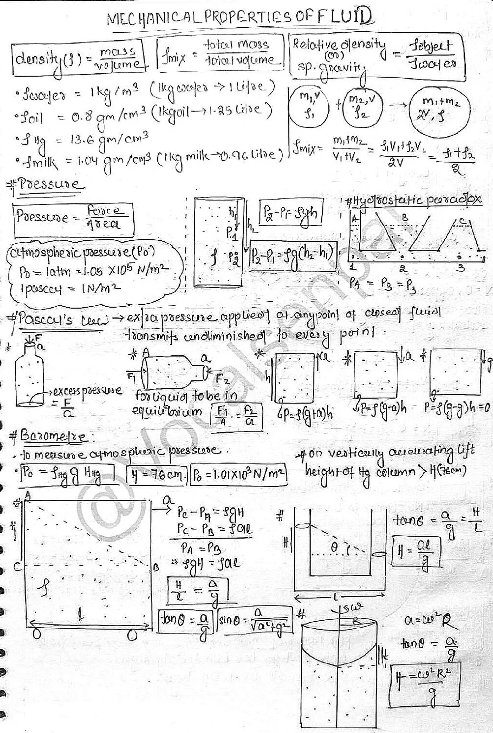 Fluid - Physics Short Notes 📚