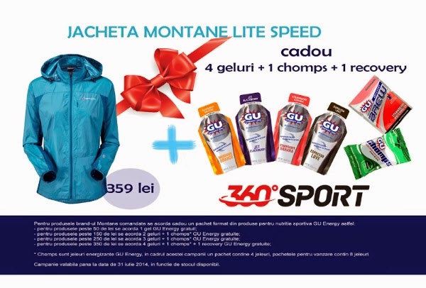 Câteva promoţii cu reduceri de la 360SPORT la brand-urile Montane şi GU Energy. Jachetă Montane Lite Speed