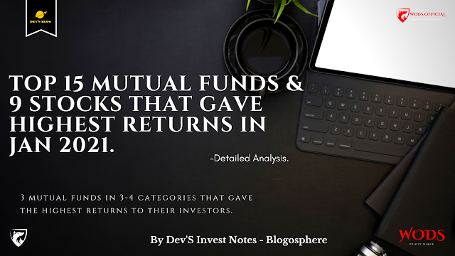 Top 15 Mutual Funds & 9 Stocks that gave highest returns in Jan 2021.