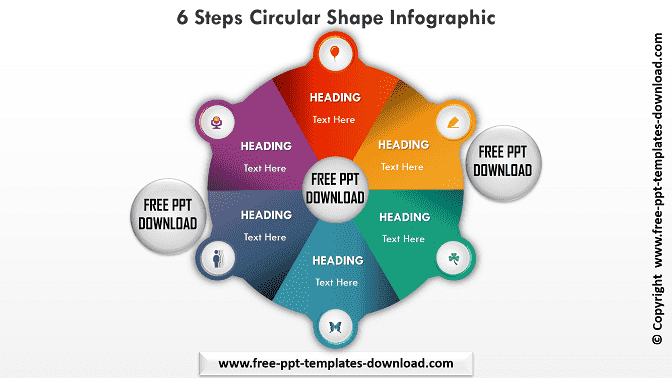 6 Steps Circular Shape Info graphic template Download