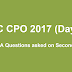 GK / GA Questions asked in SSC CPO 2017 Exam Shift-2 (02-07-2017)