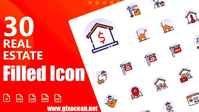 30 Real Estate Filled Icon All  Files Format (AI, EPS, Jpg, PDF, PNG, SVG)
