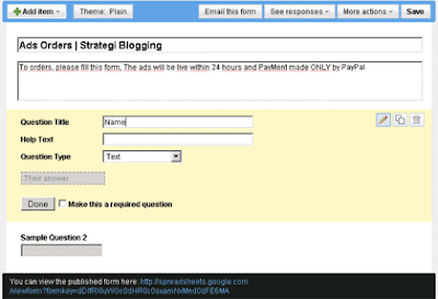 Cara Membuat Advertising Form Dengan Google Docs