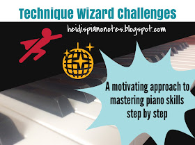 Beginning Piano Technique Wizard Challenges heidispianonotes.blogspot.com, a organized piano teaching technique curriculum
