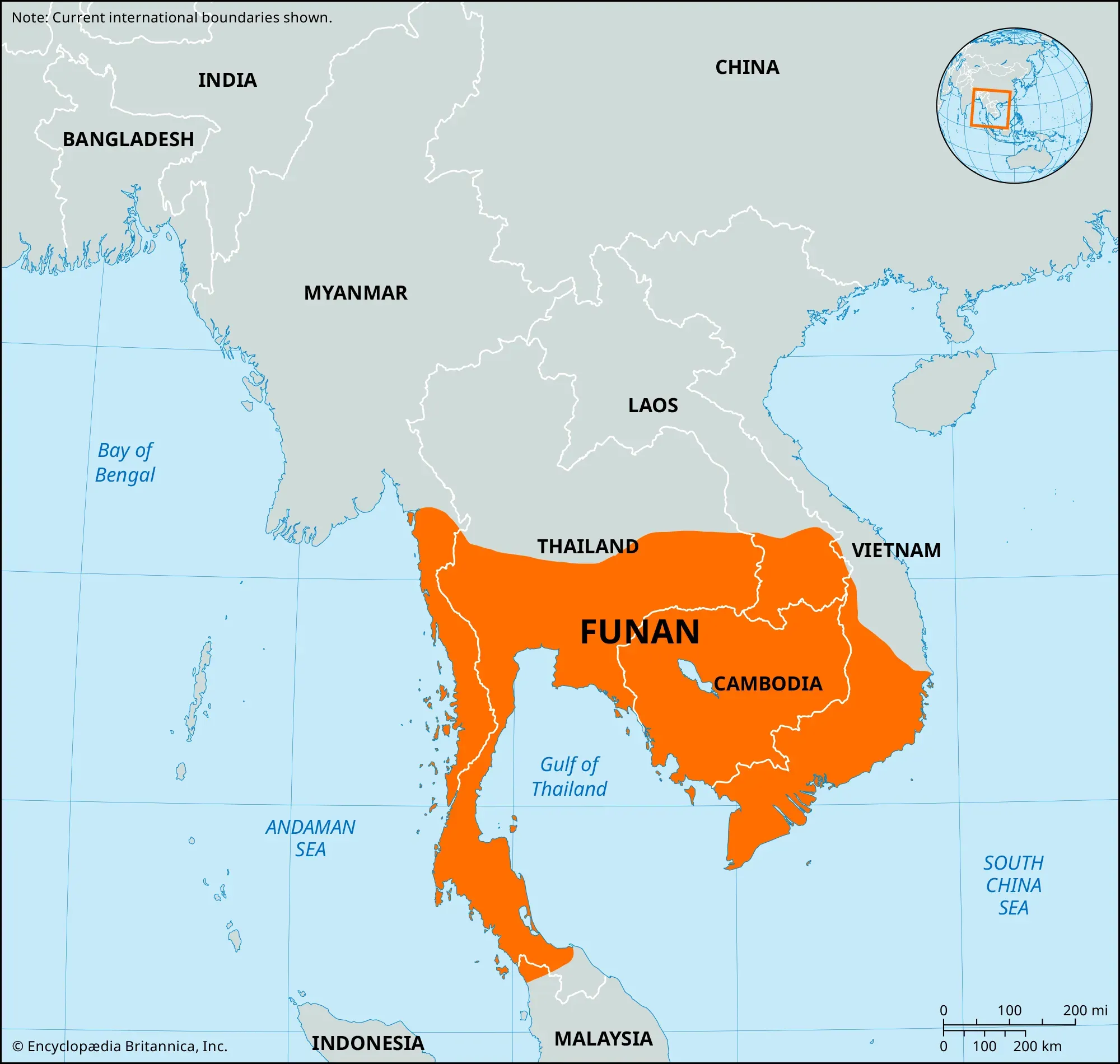 Funan, ancient state of Southeast Asia, 200 CE. | Encyclopædia Britannica, Inc.