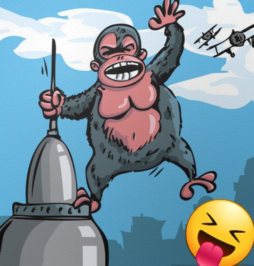 leinwandbilder-cartoon-king-kong-hangt-an-einem-wolkenkratzer.jpg