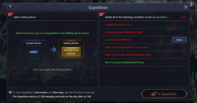 MIR4 Expedition - requirements