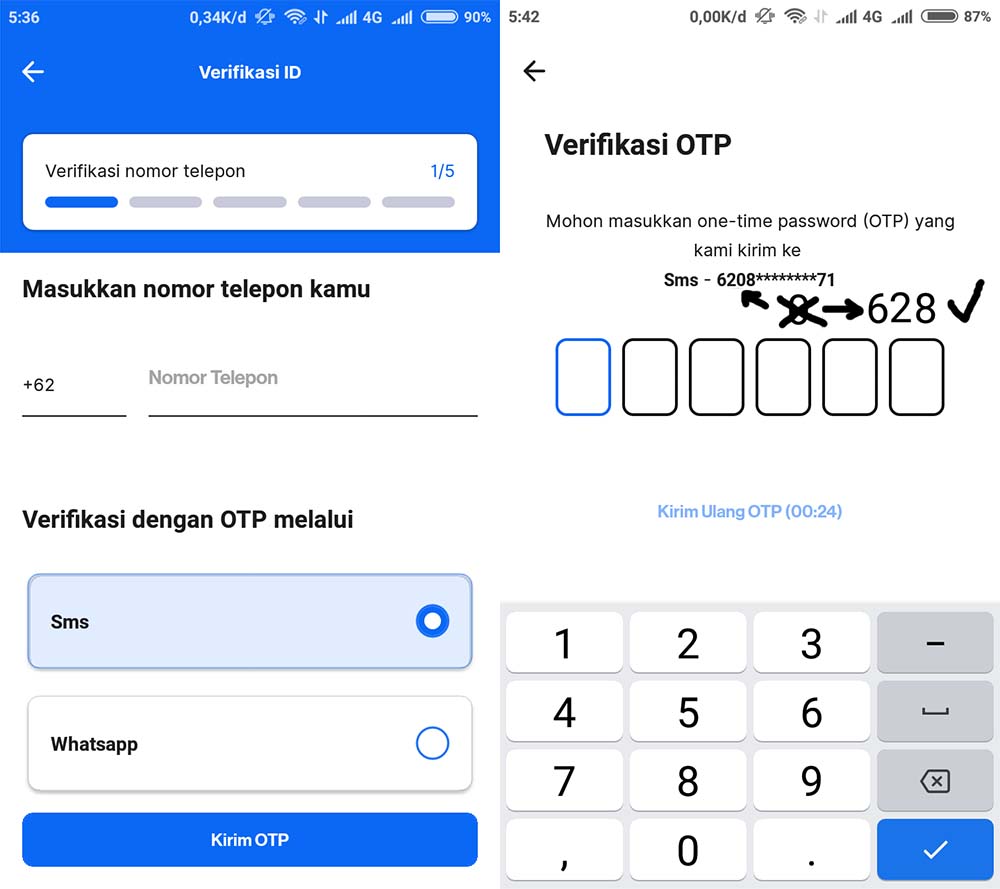 verifikasi kyc pintu nomor hp