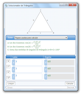 Solucionador de triângulos - regras de existência de triângulos
