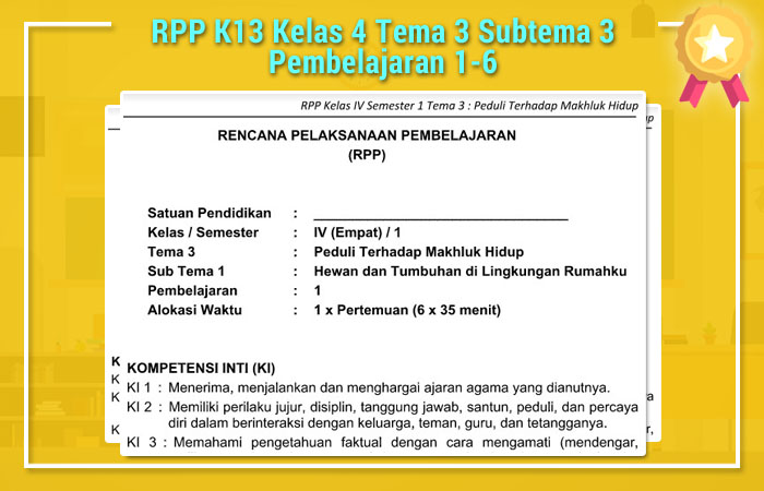 RPP K13 Kelas 4 Tema 3 Subtema 3 Pembelajaran 16