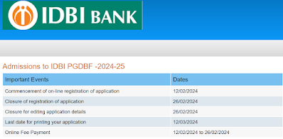 IDBI Bank PGDBF 2024-25