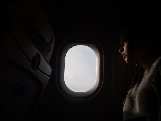 Traveller attending his flight