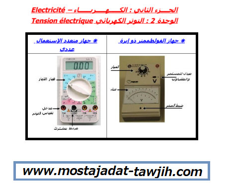 درس التوتر الكهربائي للجذع المشترك العلمي والتكنولوجي